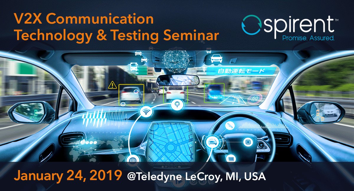 Spirent's tweet photo. Join our free #V2X seminar on Jan 24 @TeledyneLeCroy to learn how to prepare for @USDOT &amp; @OmniAirCon certification. Register now to save your place! Lunch provided.
 #WAVEDSRC #ConnectedCars 
https://t.co/KGaiTCEkh2 https://t.co/bJ5DpH5dCZ