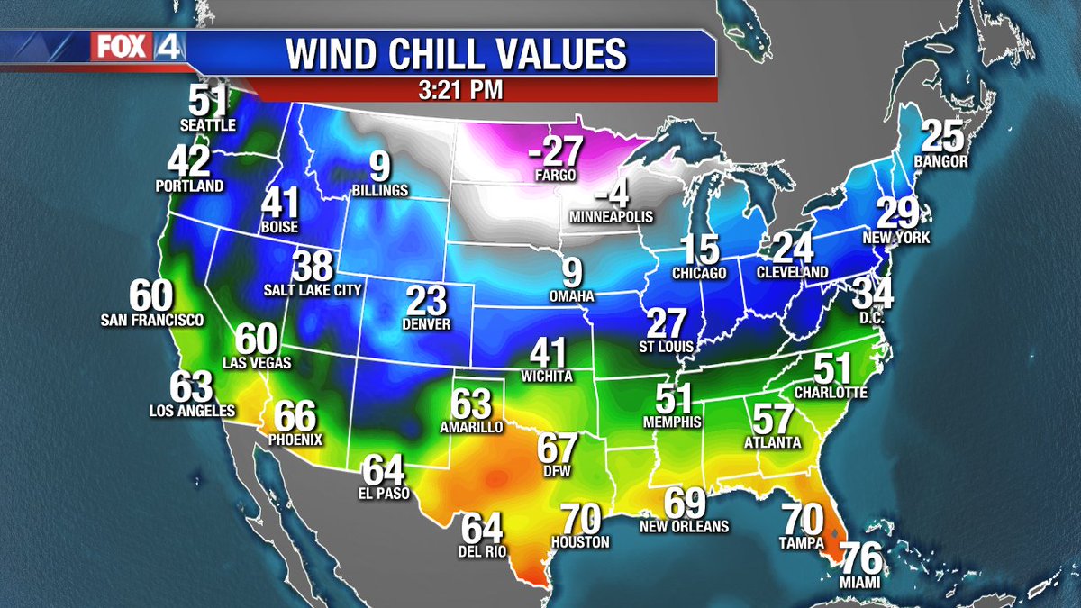 ARomero_WX's tweet photo. I keep thinking how this weekend is going to be cold with the wind chill values in the teens for some of us, then I glance to the folks up north. No thank you! #GodBlessTexas #fox4weather #txwx @fox4 https://t.co/GRwVLeAiyR