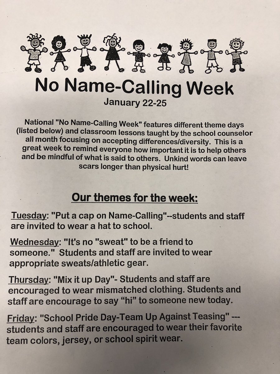 Kennedy Park School #24 (@cubskp24) on Twitter photo Kennedy Park Cubs participating in No Name Calling Week the 22nd -
25th. @Miss_Bergman <a href="/kinderatkennedy/">Miss Netta</a> @MsDerasmo26 <a href="/WdbgSchools/">Woodbridge Schools</a> Kennedy Park Cubs participating in No Name Calling Week the 22nd -
25th. @Miss_Bergman <a href="/kinderatkennedy/">Miss Netta</a> @MsDerasmo26 <a href="/WdbgSchools/">Woodbridge Schools</a>