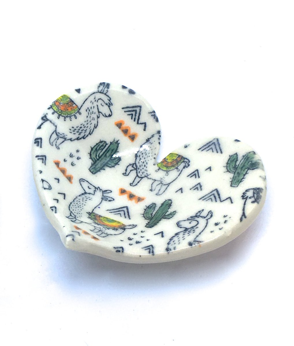 Little Llama Heart Shaped Dish $5 etsy.me/2R2jjaE #specialtoo #integritytt #etsymntt #etsyteamunity #heartdish #llamadish #llamalove #llamalovergift #valentinesdaygift #heart #llamaheart #bohostyle #bohodecor #handmadepottery #stonewarepottery #tribaldecor #llamallove