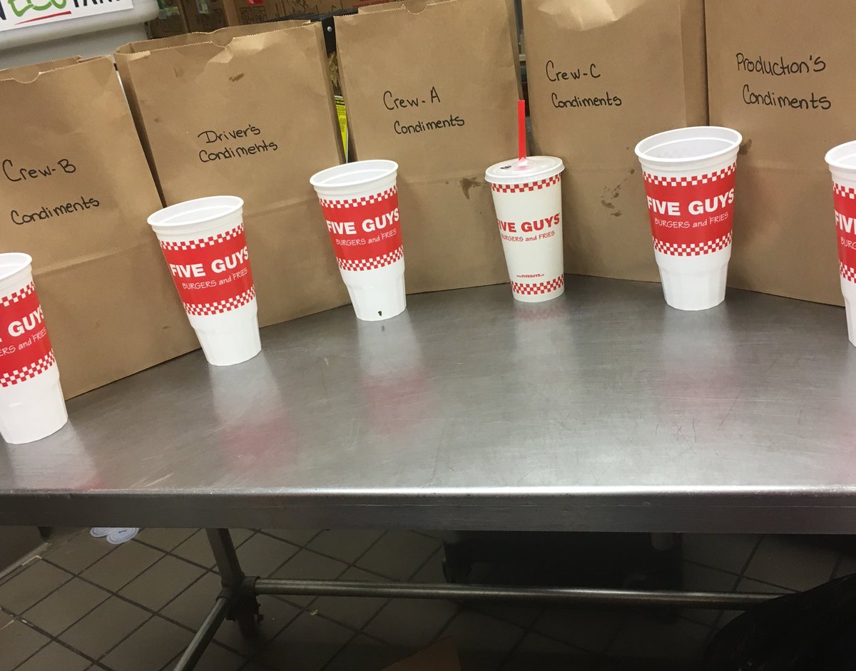 sherri101's tweet photo. Getting all ready to feed the crew tonight after the amazing concert enjoy @DierksBentley #fiveguysrules https://t.co/2tMbFPNxzk