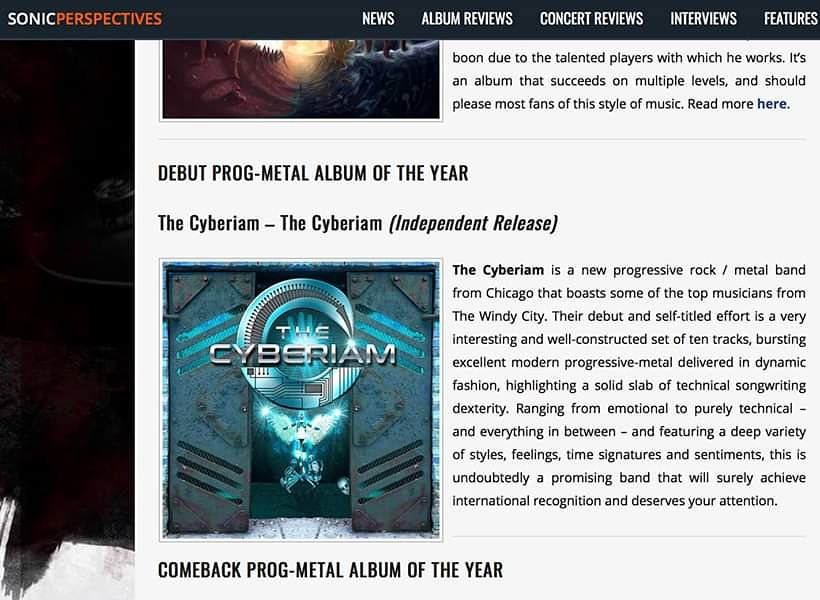 TheCyberiam's tweet photo. Cyberiam voted best debut prog metal album of 2018!!! What an honour. Thank you :) #sonicperspectives #thecyberiam #prog #progrock #progmetal #progressiverock #progressivemetal @sonicperspective https://t.co/IdvNE2lJvm