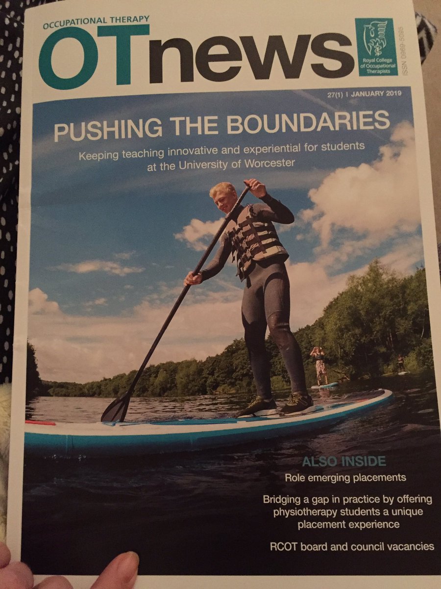 lcOT26's tweet photo. Great article in @OTnews by @UoW_OT. Really looking forward to doing something out of my comfort zone later this year in order to experience what our clients may feel in new occupations #RCOTstudent #worcester https://t.co/7dHKU2NxkK