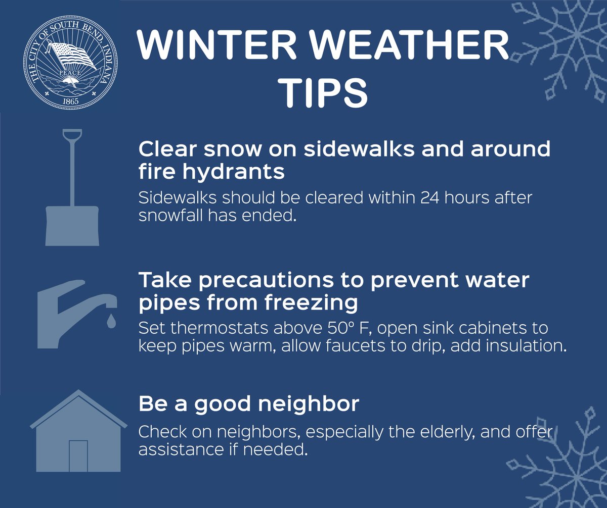 With snow and cold temperatures predicted for this weekend, the City would like to remind residents of these winter weather tips.