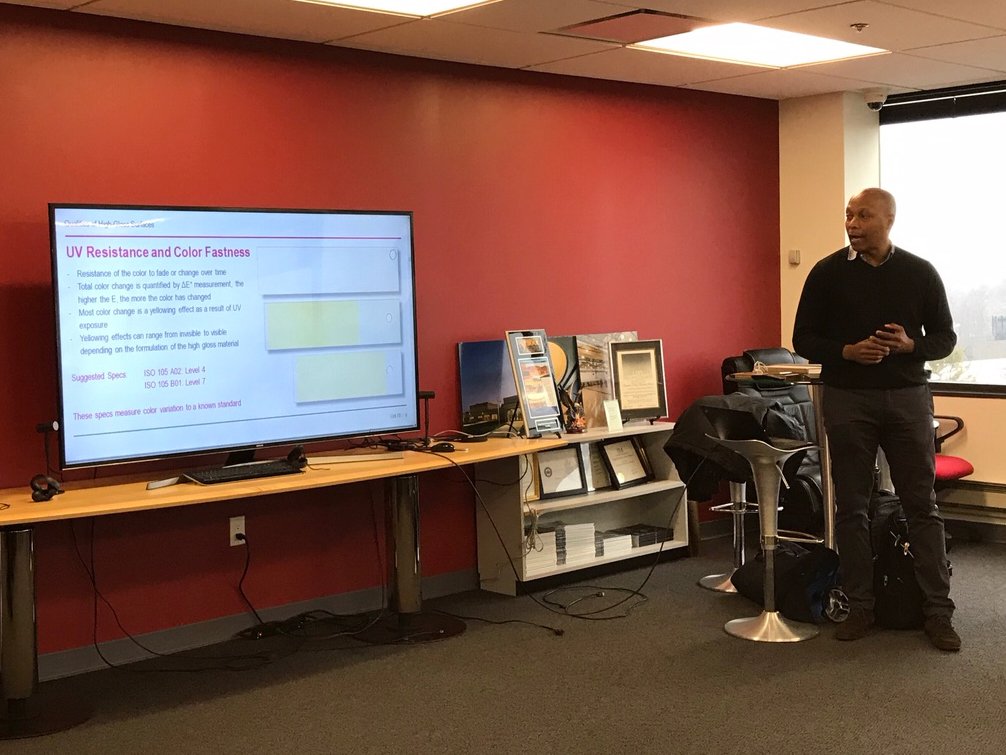 DRGarchitects's tweet photo. For this afternoon's #LunchAndLearn we were joined by Architect & Designer Surface Specialist Patrick Ravix from @REHAU who helped us understand some modern design surface options.
Constantly learning. Constantly growing. That's the #DRGdifference.
#designsurfaces #architecture https://t.co/CIMAJZnflU