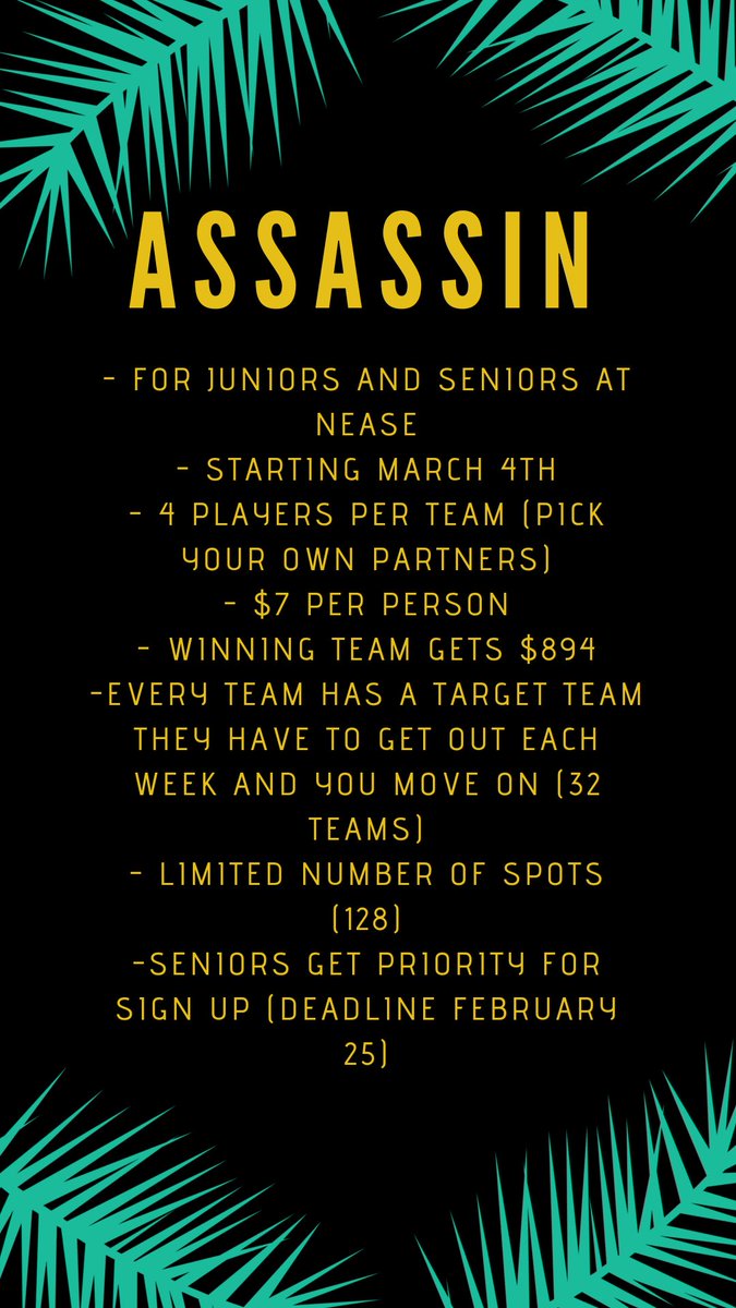 NeaseAssassin's tweet image. Make sure you DM me on Insta  @mirammenon to sign up half the spots are already taken!