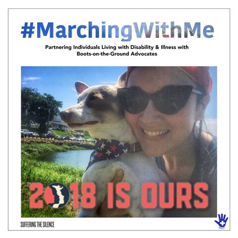 ststogether's tweet photo. "That volunteers could wear photo banners of those with chronic illness &/or disability at @womensmarch so that we could be there in spirit brought such empowerment into my body.” - #MarchingWithMe co-founder @WordsFoodArt shares how the program was born: https://t.co/ClWO8t9J2d https://t.co/JDnKkkBXEP