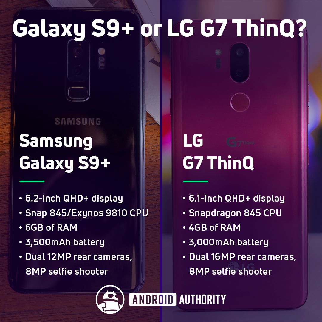 AndroidAuth's tweet photo. We're only halfway through January, but phone season is just ahead! But before any major announcements are made, let's take a look back. Do you think the Samsung Galaxy S9+ or the LG G7 ThinQ was the best phone released in early 2018? 
https://t.co/HHcsJdu21E https://t.co/rfyIB1hQ9I