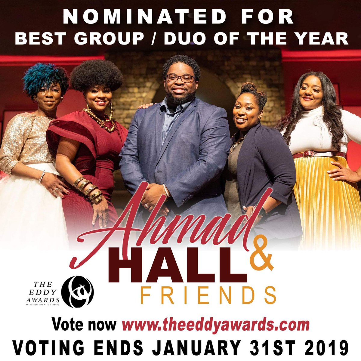 We are both humbled and excited about our Eddy Award nomination! It's not too late to vote! Vote by visiting theeddyawards.com
The awards show will be recorded live in Jacksonville Florida on February 23rd!
#theeddysawards
#ahmadhallandfriends