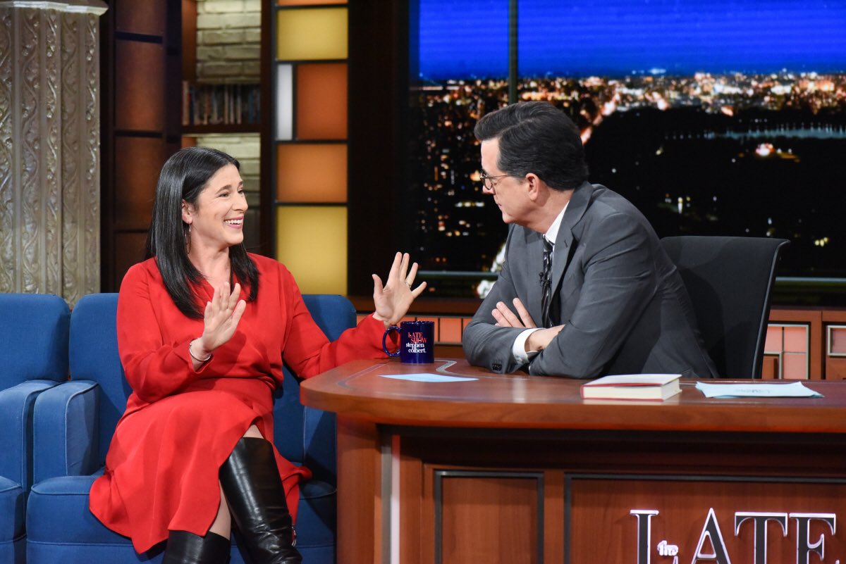 Rebecca Traister (@rtraister) on Twitter photo 19/01/2019 00:03:44 I’m going to be on Colbert tonight. 😱 I’m going to be on Colbert tonight. 😱