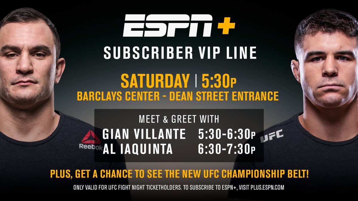 Going to @BarclaysCenter tomorrow night?
Join @ESPN+ for an exclusive VIP line. #UFCBrooklyn