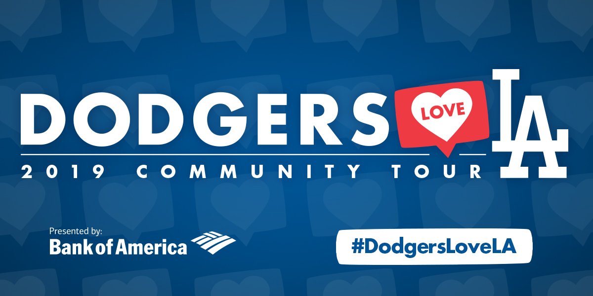 The #DodgersLoveLA Community Tour presented by <a href="/BankofAmerica/">Bank of America</a> kicks off on Monday! See all of the events here: atmlb.com/2R0u4tM