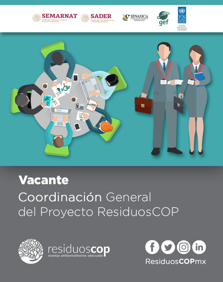 ResiduosCOPmx's tweet photo. 📣¡Estamos contratando!📣
👩‍💻👨‍💻Buscamos al Coordinador/a General del Proyecto #ResiduosCOP ➡ https://t.co/ABTzlr7xrT

#ReduceCOP

@PNUD_Mexico @SEMARNAT_mx @SADER_MEX @theGEF @SENASICA 
@BT_Recycling @REMSA_Mexico @ProAmbiOficial @AmocaliAC @UMFFAAC @ONUMedioAmb @CANIETI https://t.co/qCqjr8Bozv