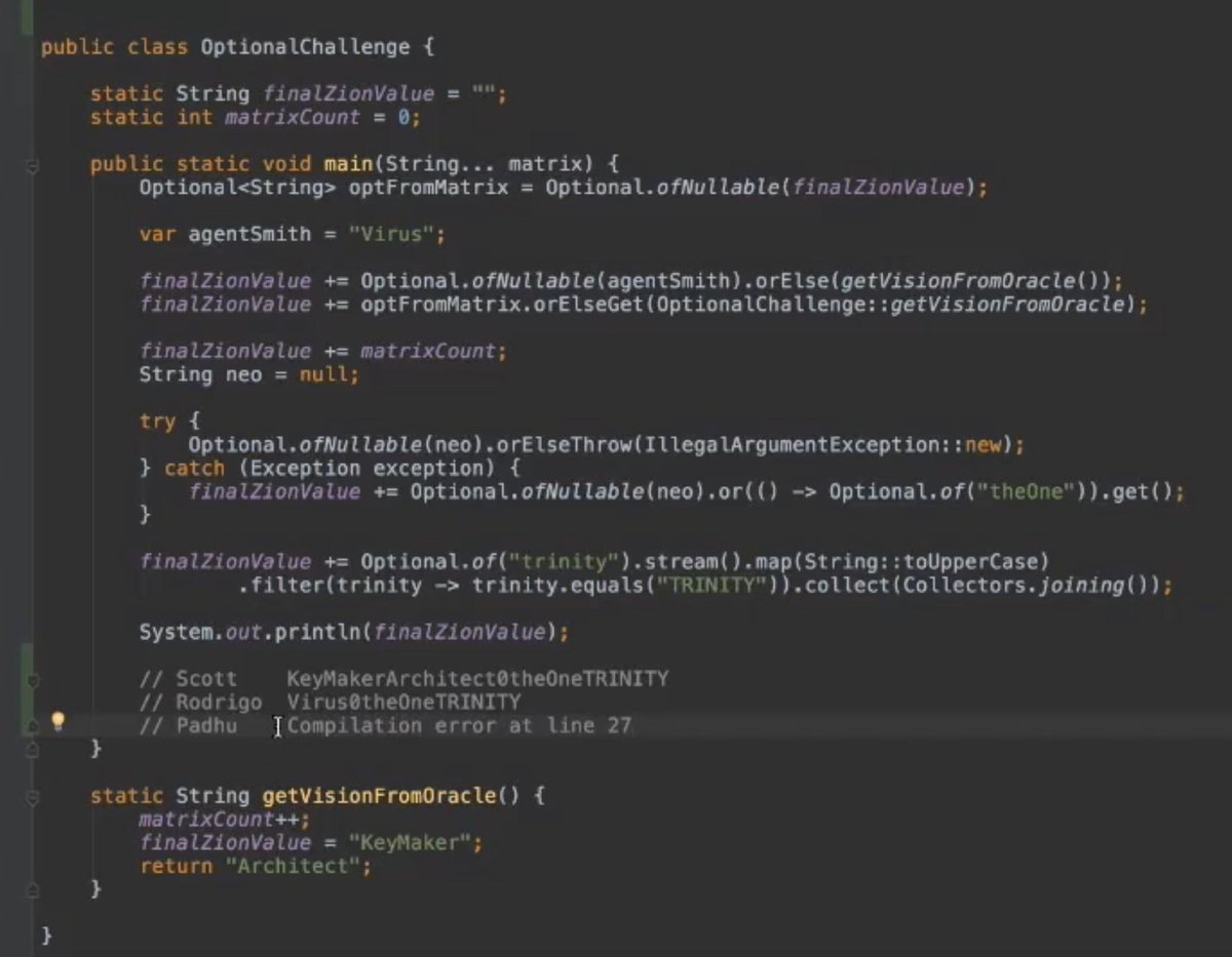 RafaDelNero's tweet image. Do you want to watch the explanation of the #JavaQuizzes? Check out the explanation from the #Optional quiz!

Improve your @java skills by watching and trying out this #JavaQuiz!
youtube.com/watch?v=Tl1SWg…