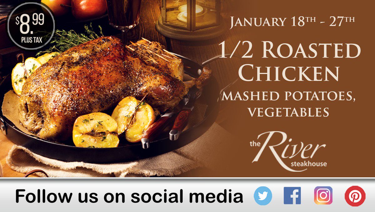 Dinner in our #RiverSteakhouse under $10! January 18th - 27th. Make your reservations today by calling 800-903-3353. The River Steakhouse is open Friday - Sunday 5pm - 10pm #EagleMountainCasino