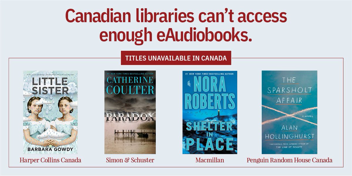mississaugalib's tweet image. We can&apos;t lend what we don&apos;t have. Did you know many in-demand eAudiobooks are unavailable to Canadian libraries? Help us improve #eContentForLibraries: econtentforlibraries.org