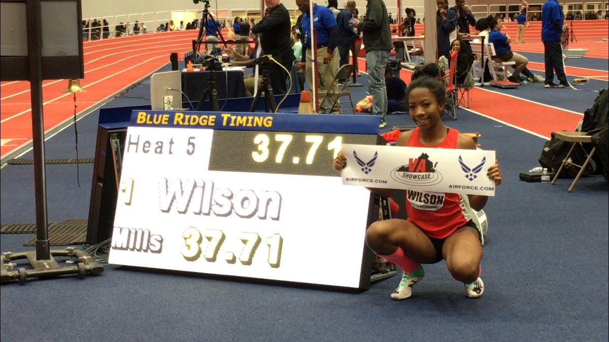 37.71 300m by Britton Wilson for #10 all-time indoors! #VAShowcase