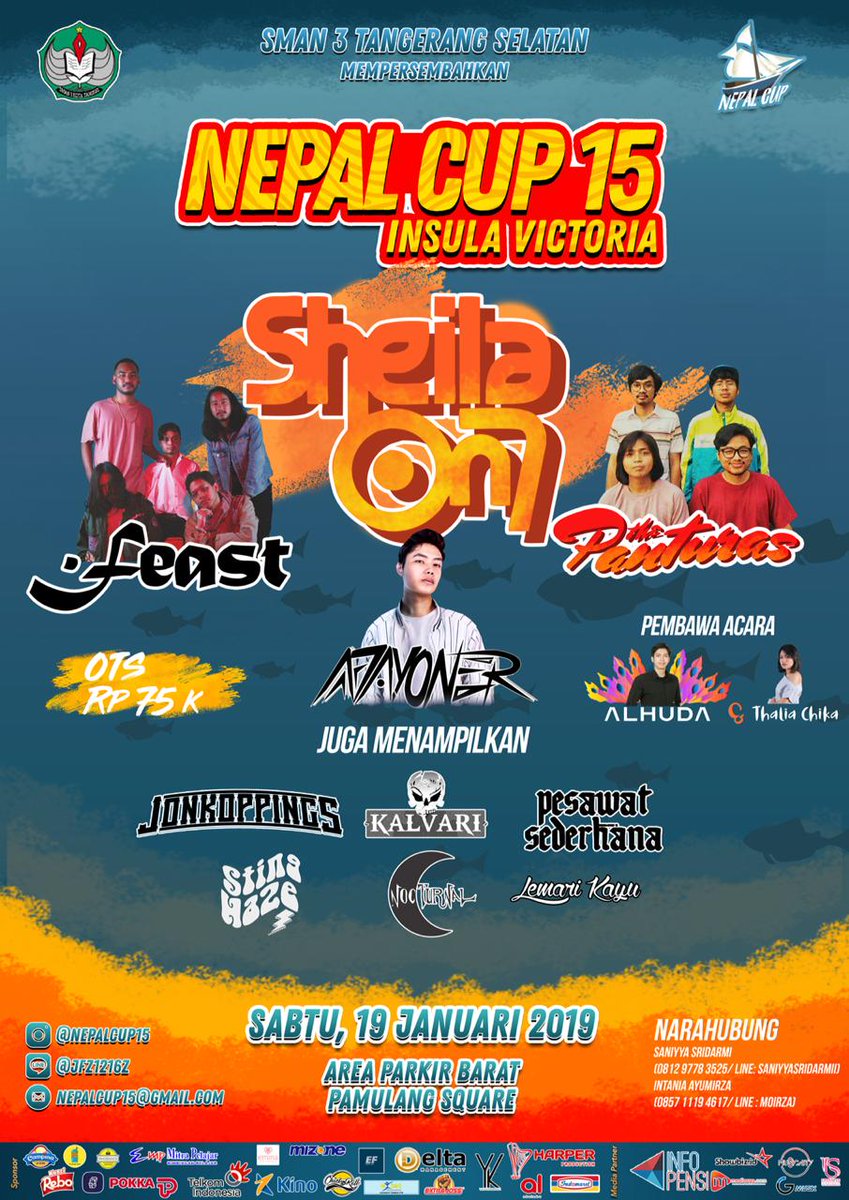IG : gigsmedia (@gigsmedia) on Twitter photo Today! Nepal Cup SMAN 3 Tangerang selatan :
<a href="/sheilaon7/">Sheila On 7</a>
<a href="/listentofeast/">.Feast dari Earth-05</a>
<a href="/thepanturas/">The Panturas</a>
di Pamulang Square, Tangerang Selatan Today! Nepal Cup SMAN 3 Tangerang selatan :
<a href="/sheilaon7/">Sheila On 7</a>
<a href="/listentofeast/">.Feast dari Earth-05</a>
<a href="/thepanturas/">The Panturas</a>
di Pamulang Square, Tangerang Selatan