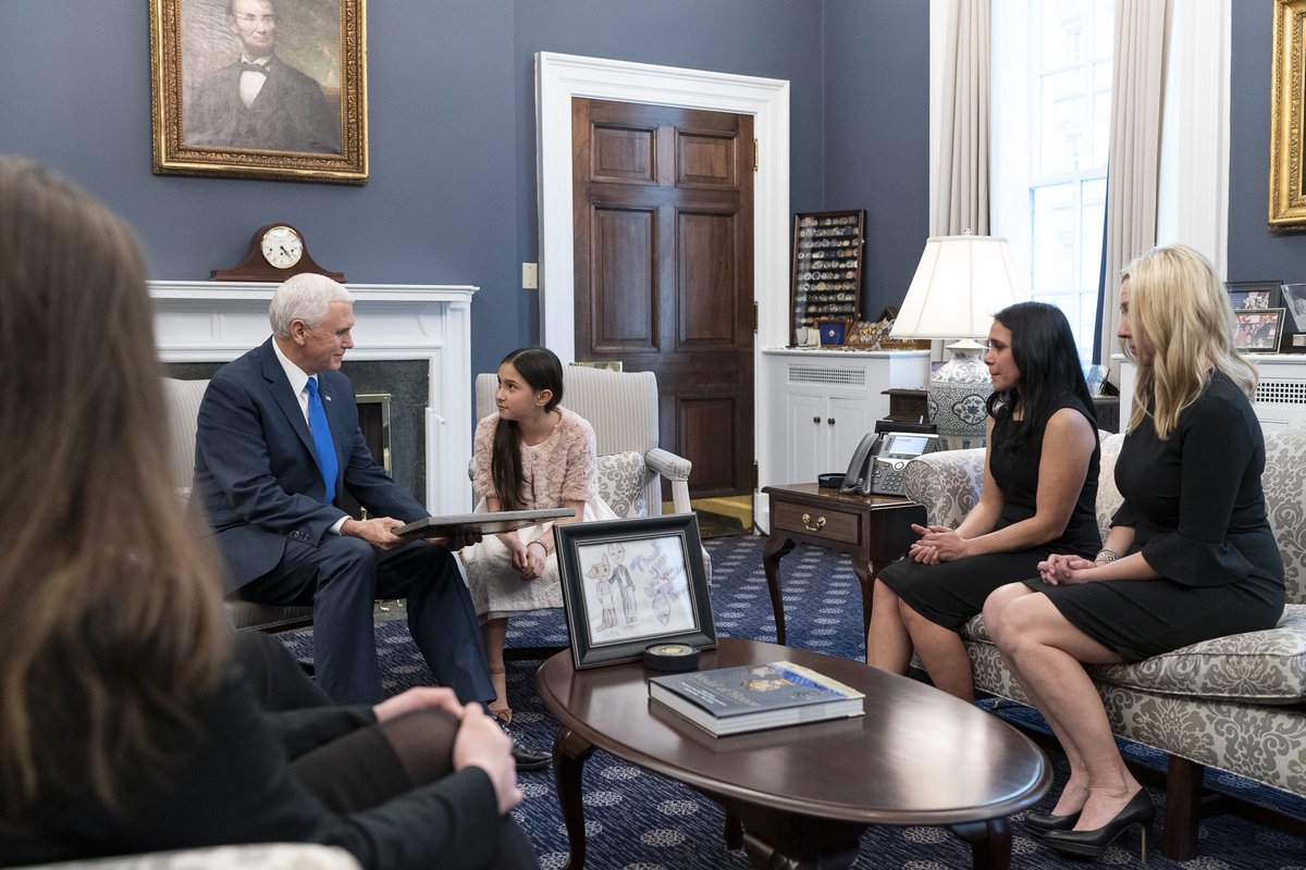 VP45's tweet image. .@POTUS &amp;amp; I got a letter from a little girl who I met today at the @WhiteHouse. Just over a decade ago, her mother sought help from a faith-based clinic. There she found love &amp;amp; compassion, support &amp;amp; care. She chose life. Great to meet Paolina!