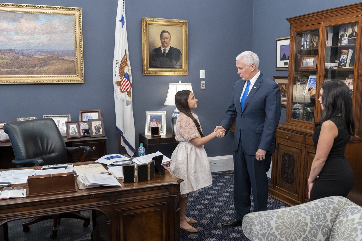 VP45's tweet image. .@POTUS &amp;amp; I got a letter from a little girl who I met today at the @WhiteHouse. Just over a decade ago, her mother sought help from a faith-based clinic. There she found love &amp;amp; compassion, support &amp;amp; care. She chose life. Great to meet Paolina!