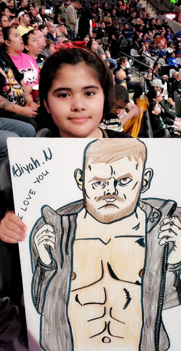 Anna0824's tweet photo. Her first WWE event. She's here for Finn Balor! #WWESanAntonio https://t.co/1fXVO955Rb