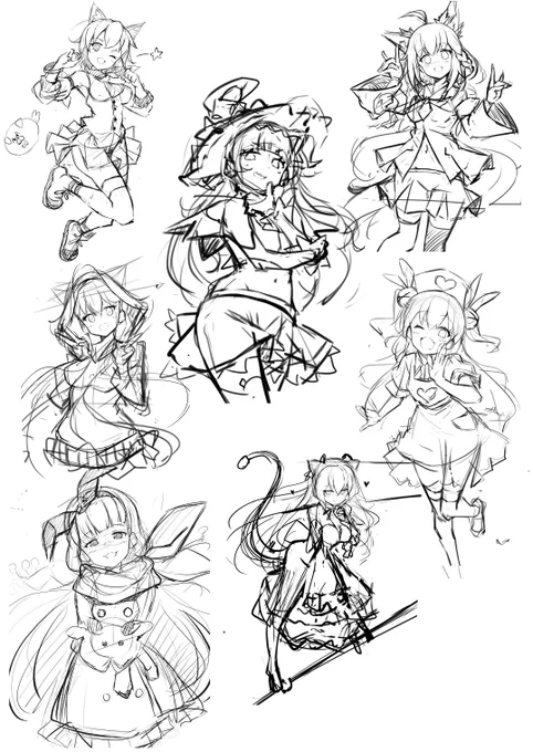 C95本に掲載したイラストやペーパーの一部ラフ 