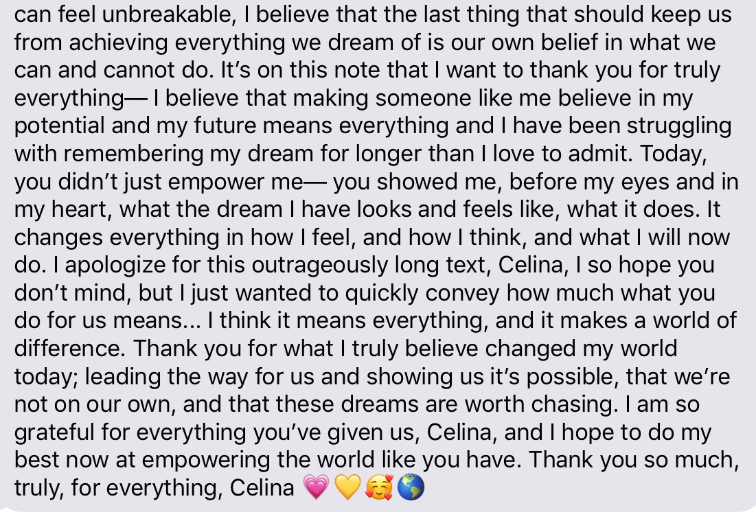 iamcelinacc's tweet image. There are days (many days) when I wonder if I am making a difference, if I am living my purpose, shining my light and giving others permission to shine their’s too. When I received this note today, I got my answer. Thank you L. This gave me life!