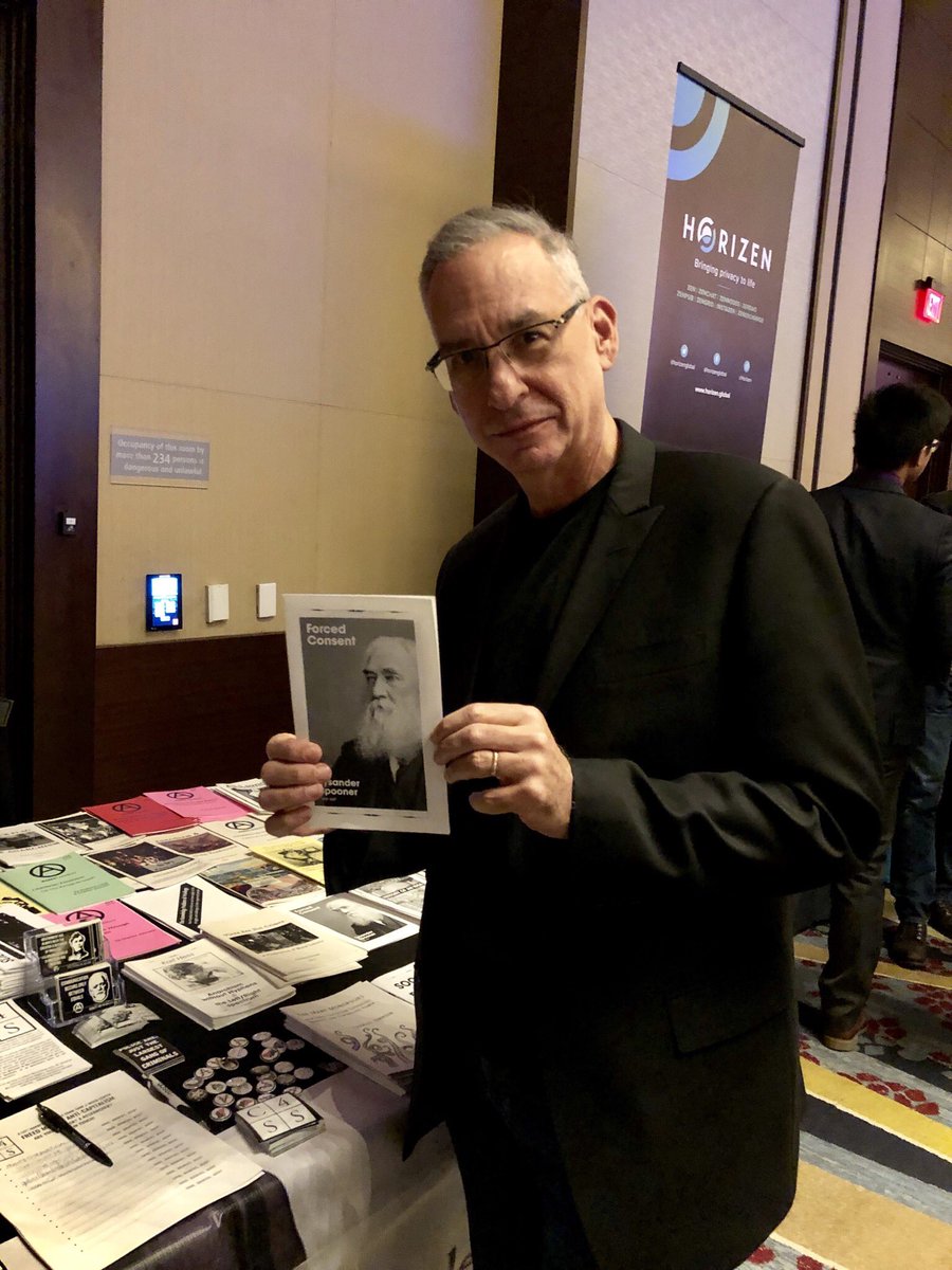 c4ssdotorg's tweet photo. .@GeorgetownLaw professor @RandyEBarnett fully endorses the #C4SS Lysander Spooner collection. Don’t leave #LibertyCon19 without picking one up for yourself! https://t.co/CLlR1vsQIT