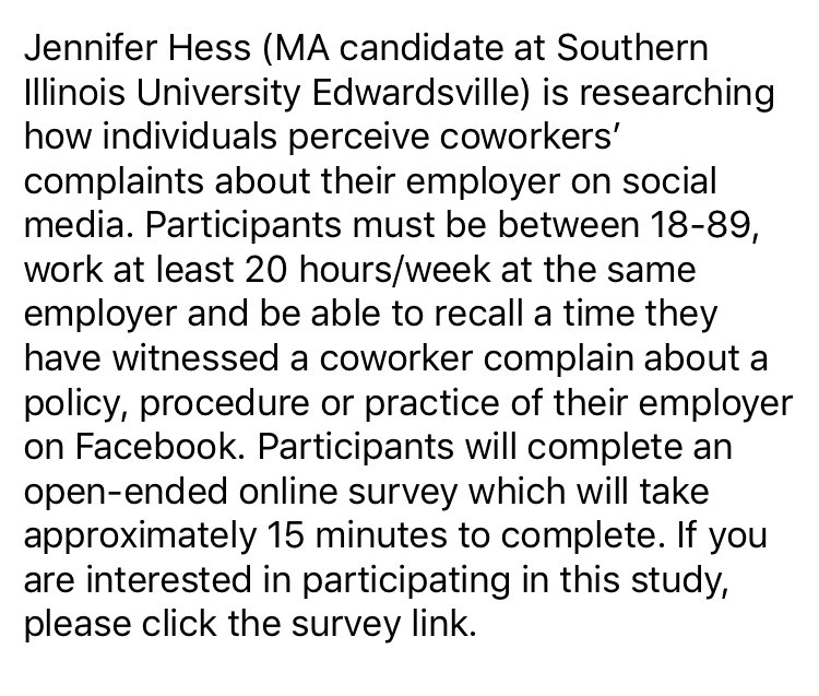 jenhesswastaken's tweet image. Research participants needed! Please help a girl cross the stage by taking this short survey: siue.co1.qualtrics.com/jfe/form/SV_6n…

#commresearch #orgcomm #interpersonalcomm #siue @SIUEcomm