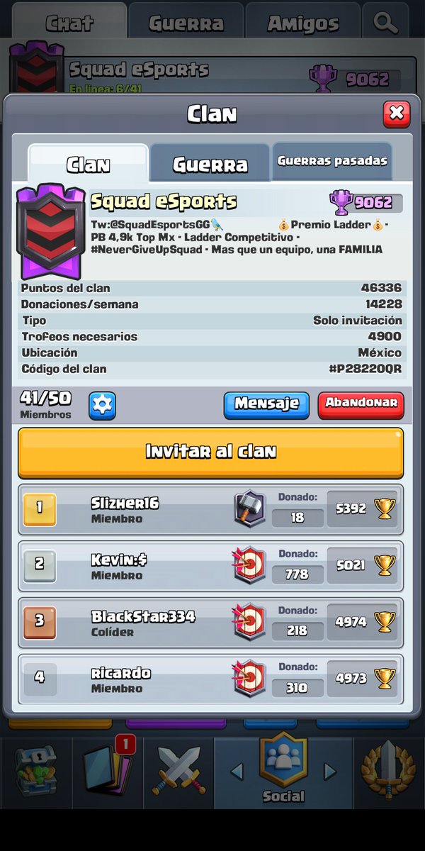 #ClanWars ⚔️

Seguimos cumpliendo objetivos , logramos los +9000🏆de guerra!🎉
A por más logros. 🔝

#GoSquad ♥️
#NeverGiveUpSquad🔥