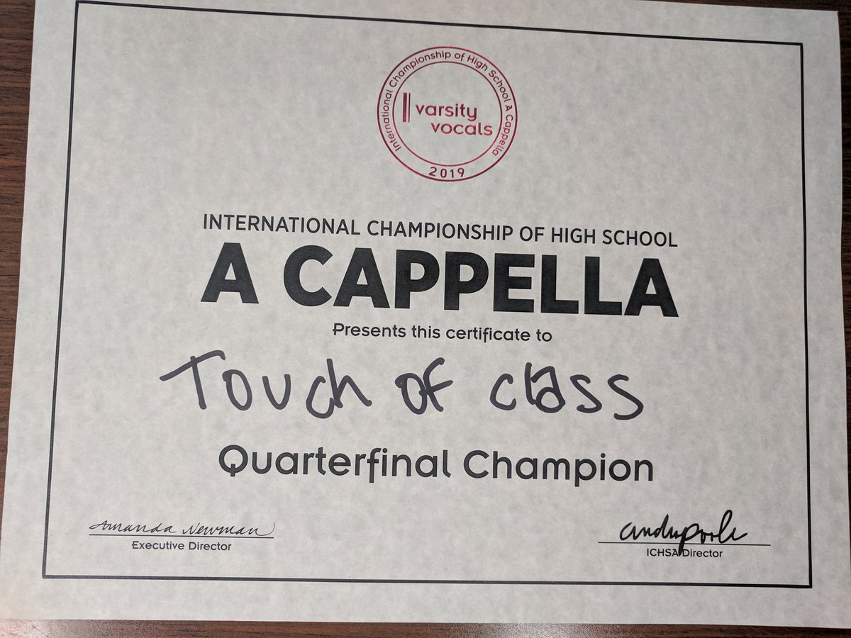 PCTouchOfClass's tweet image. WE WON!!! Thanks to everyone who came out to support, and congrats to all the groups on a great show! So proud of our performance and grateful that our hard work paid off tonight! #WeArePC #ICHSA @varsityvocals @We_are_PC