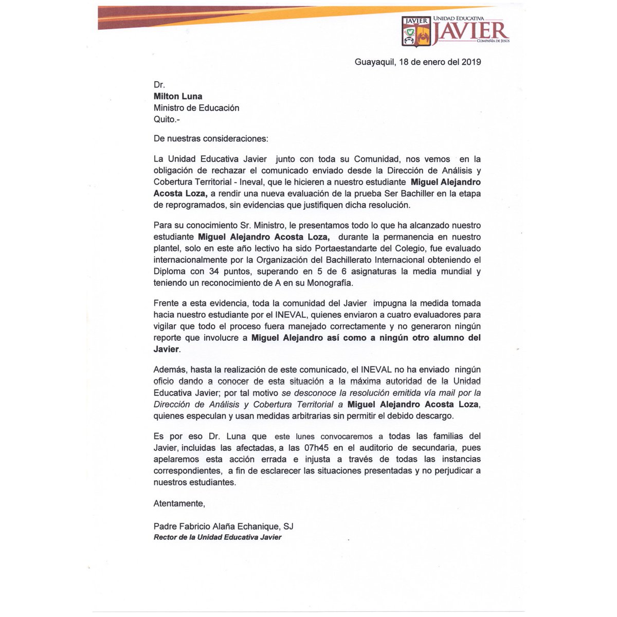 Unidad Educativa Javier tweet media