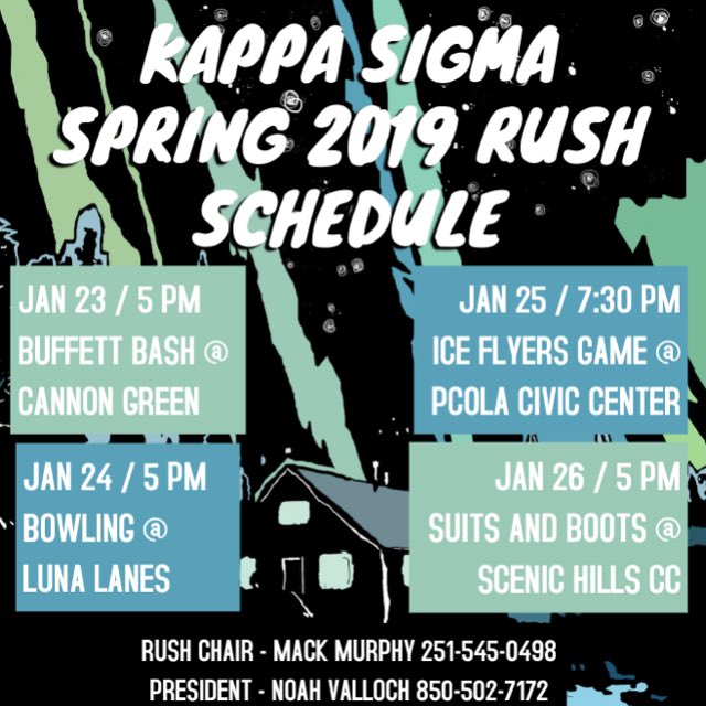 Spring Rush is right around the corner! If you are interested in rushing click the link below and contact a brother! #RushΚΣ

docs.google.com/forms/d/e/1FAI…