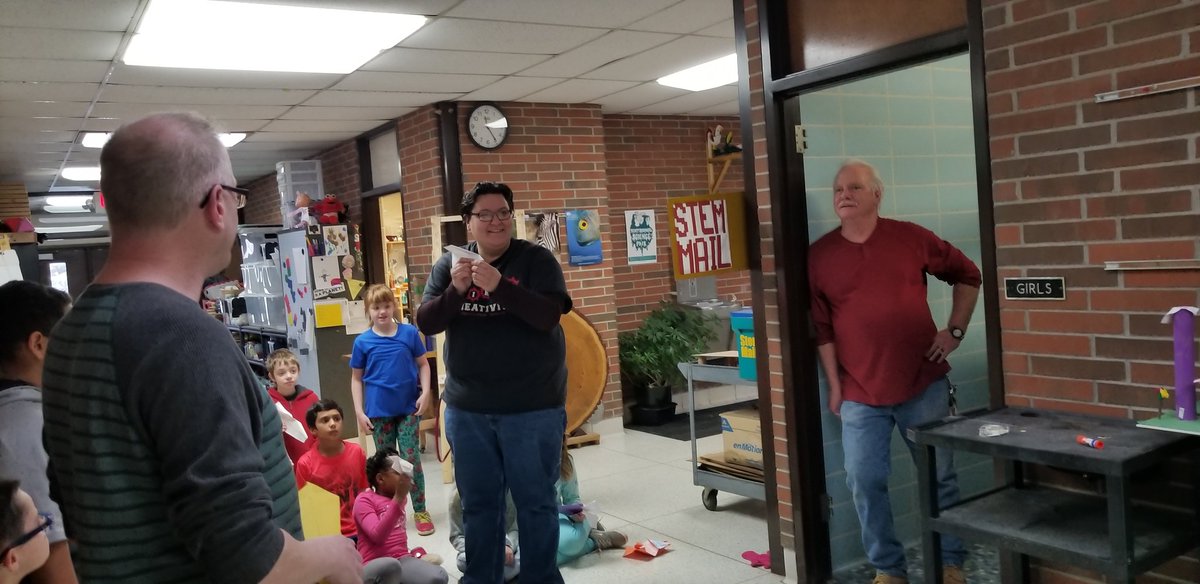 SwalesKelly's tweet photo. Even our staff can't resist an old fashioned paper airplane challenge! @dieckk5 @swartz_creek https://t.co/BqNPsWReLC