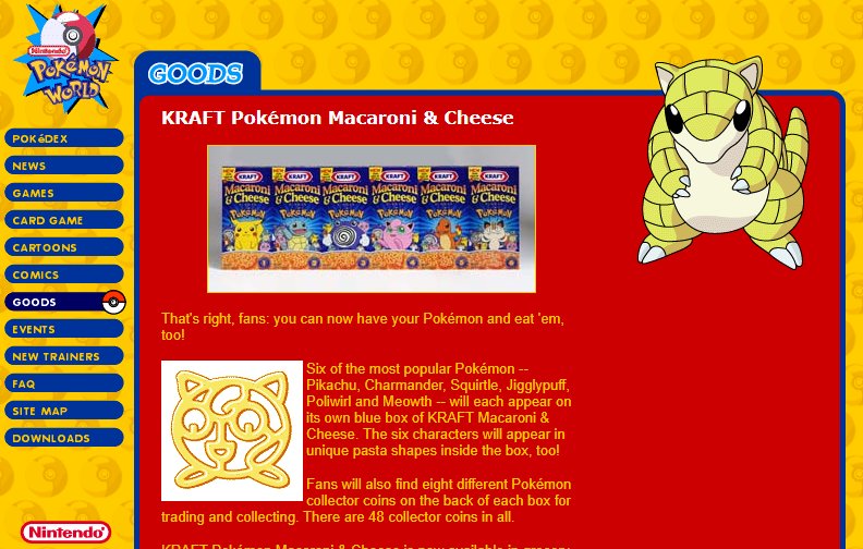 TanookiKuribo's tweet photo. Here's four screen shots from the official Pokemon website from 1999. https://t.co/J2hLlliQgz