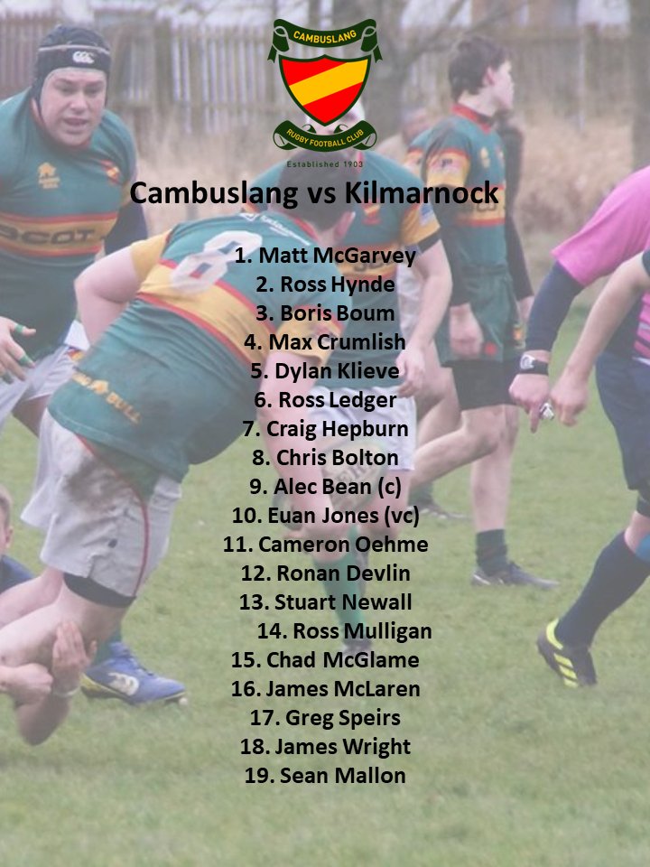 Cambus squad for today's clash with <a href="/KilmarnockRFC/">Kilmarnock Rugby</a> this afternoon.