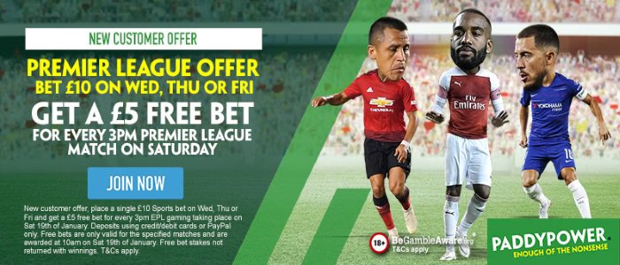 PaddyPower #football
#PremierLeague
BET £10 ON WED, THU OR FRI
New custom place a single €/£10 Sports bet on Wed, Thu or Fri get a €/£5 free bet for every 3pm EPL game Sat 19th Free bets specified matches only.. T&C’s Apply. 18+|Gamble Aware
Claim➡️http://bit.ly/ppfoot3pm