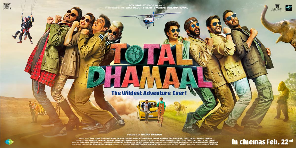 CineSafari's tweet image. Get ready for the unlimited fun and laughter #TotalDhamaal Trailer out on 21st Jan.
In cinemas from #Feb22nd.
Dir by @Indra_kumar_9

@ajaydevgn @MadhuriDixit @Riteishd @ADFFilms  @foxstarhindi @saregamaglobal 

@VRFridayMatinee @rameshlaus @bollywood_life @KeralaBO1