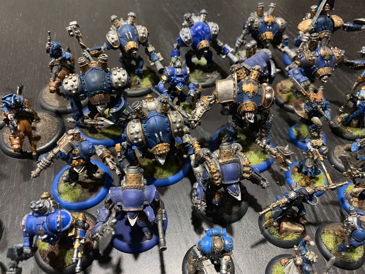 PillWagani's tweet photo. This Cygnar army is up for raffle! I will randomly pick on person that retweets this post and follows me. I’ll mail them all models shown here, shipping is on me.

If this hits over 500 retweets I’ll throw in a battle foam bag. 

This is the first of many! https://t.co/OSdgAaCoYf
