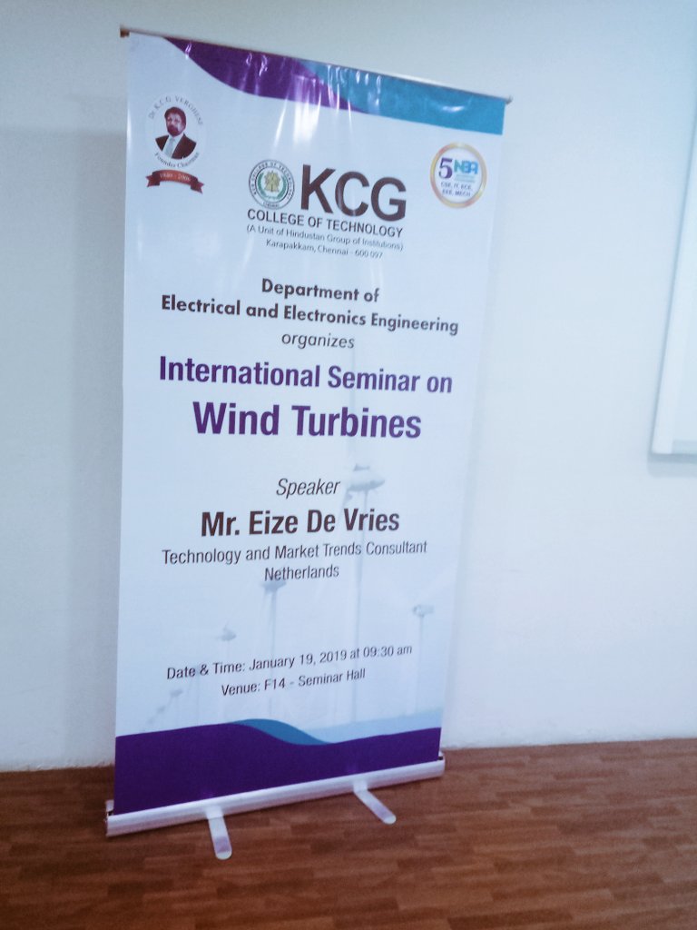 RamyaReddy012's tweet photo. #KCGCollegeOfTechnology @KCGEEE organised , A International Seminar on Wind Turbine @WindEnergyTechs,Mr.Eize de Vries,Technology and Market trends Consultant,Netherlands was Speaker. Practical Insights about onshore&amp;offshore wind turbines was shared @KCGtechnology @deiva_sundari https://t.co/uzIT8UGE6r