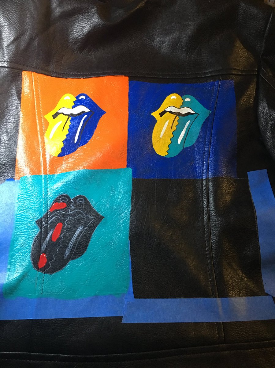 Sup_im_lulu's tweet photo. When you’re way to broke to buy @Luke5SOS clothes but you still think they’re cool so you find an old leather jacket and some leather paint @5SOS @Ashton5SOS @Michael5SOS @Calum5SOS https://t.co/sXGOUffbUJ