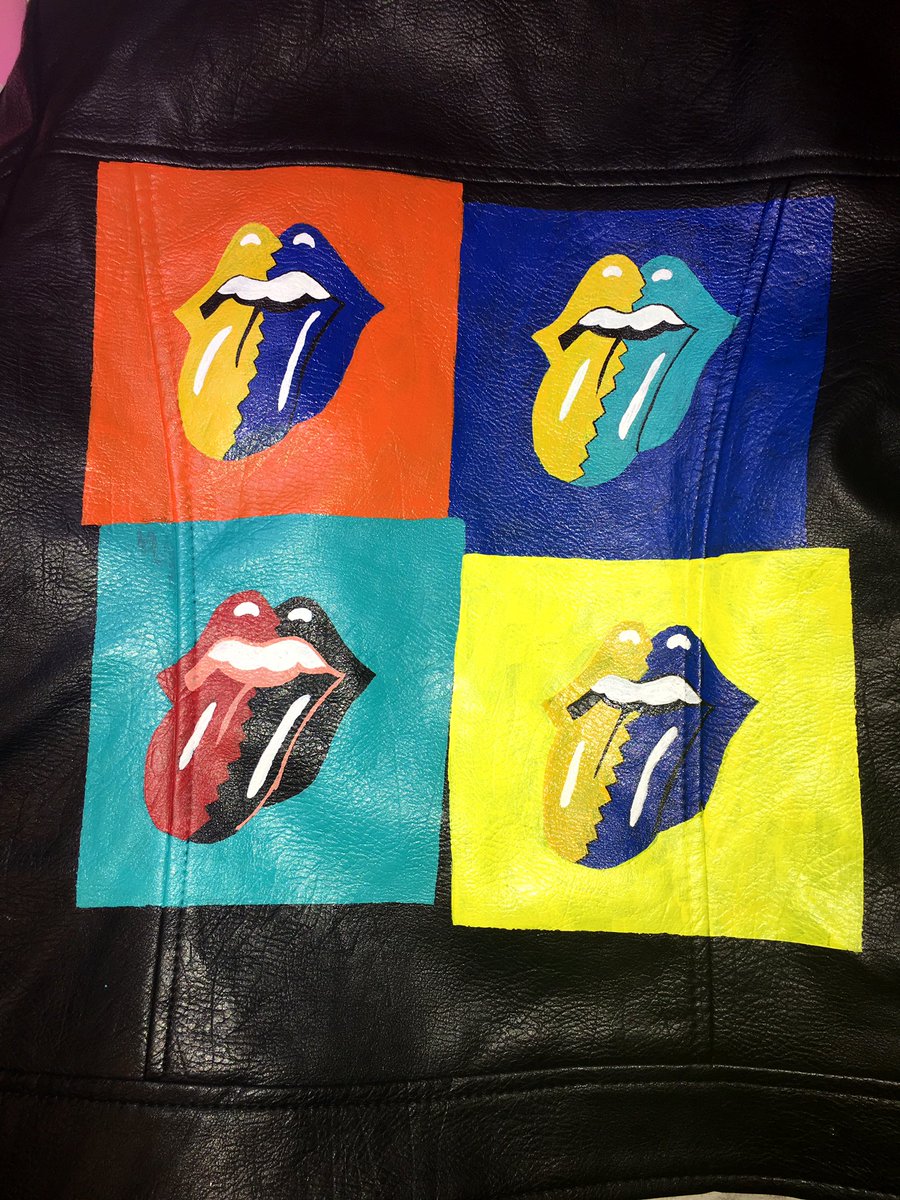 Sup_im_lulu's tweet photo. When you’re way to broke to buy @Luke5SOS clothes but you still think they’re cool so you find an old leather jacket and some leather paint @5SOS @Ashton5SOS @Michael5SOS @Calum5SOS https://t.co/sXGOUffbUJ