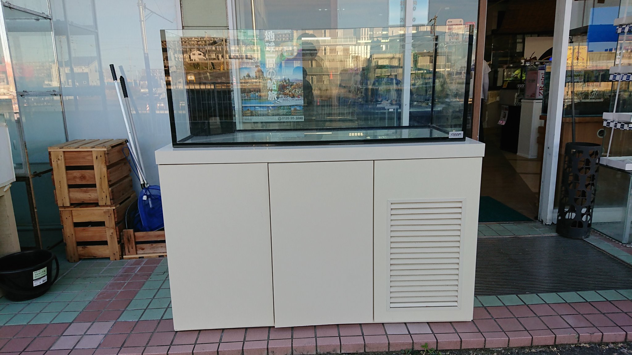 中古1200×450×450ガラスオーバーフローとろ過槽のセット