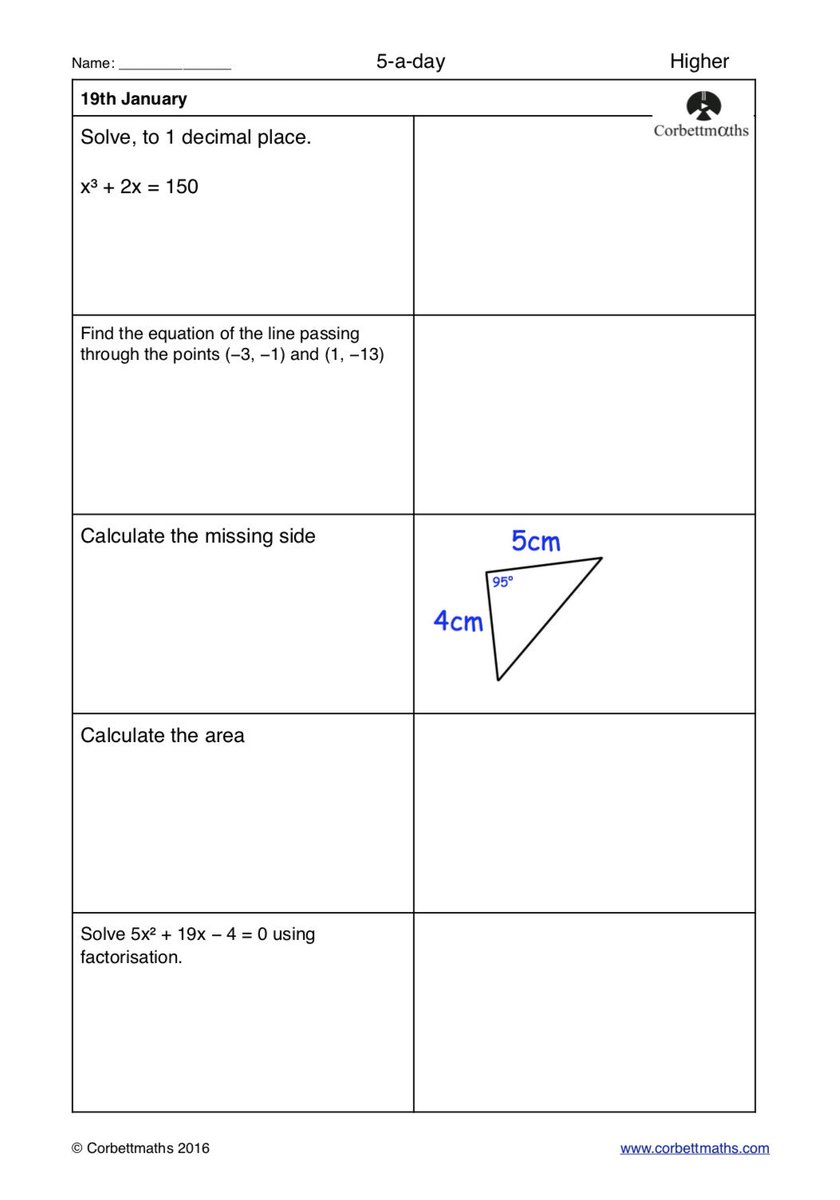 Corbettmaths's tweet photo. Studying for Higher GCSE Maths? Try today's Foundation Plus, Higher &amp; challenging Higher Plus #maths5aday answers: https://t.co/sVLNKxUe8M https://t.co/C50PnRw1T9