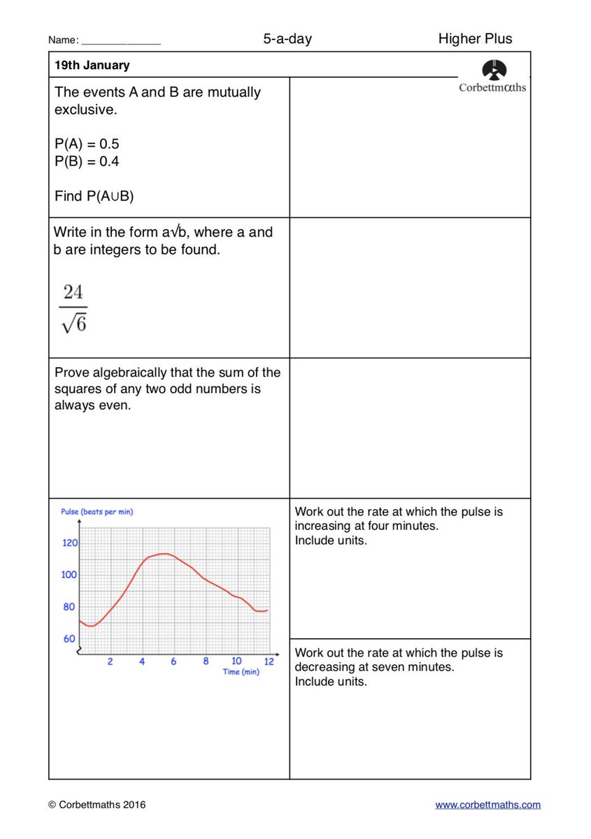 Corbettmaths's tweet photo. Studying for Higher GCSE Maths? Try today's Foundation Plus, Higher &amp; challenging Higher Plus #maths5aday answers: https://t.co/sVLNKxUe8M https://t.co/C50PnRw1T9