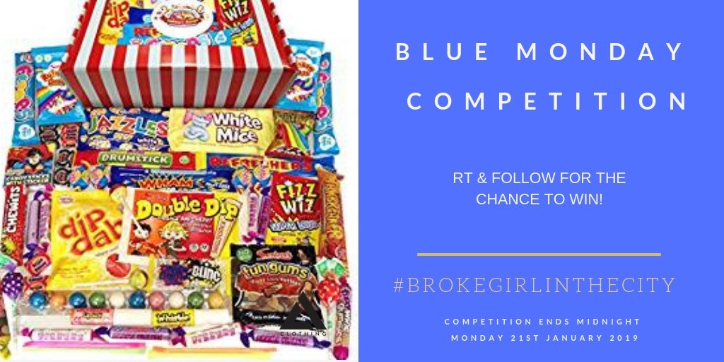 #Competition RT &amp; Follow <a href="/brokegirlincity/">Broke Girl in the City</a> for the chance to #win a retro sweets hamper! The perfect comfort box for Blue Monday #comp #BlueMonday #RetroSweets #competition #brokegirlinthecity Comp ends midnight Monday 21st Jan 2019