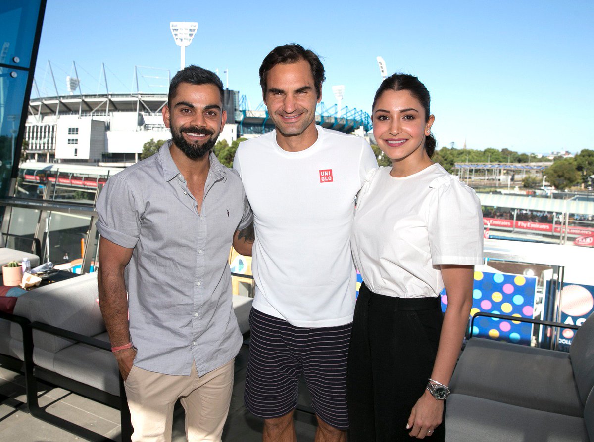 #AusOpen (@australianopen) on Twitter photo Three legends, one photo 🤩
<a href="/imVkohli/">Virat Kohli</a> x <a href="/rogerfederer/">Roger Federer</a> x <a href="/AnushkaSharma/">Anushka Sharma</a>
#AusOpen Three legends, one photo 🤩
<a href="/imVkohli/">Virat Kohli</a> x <a href="/rogerfederer/">Roger Federer</a> x <a href="/AnushkaSharma/">Anushka Sharma</a>
#AusOpen
