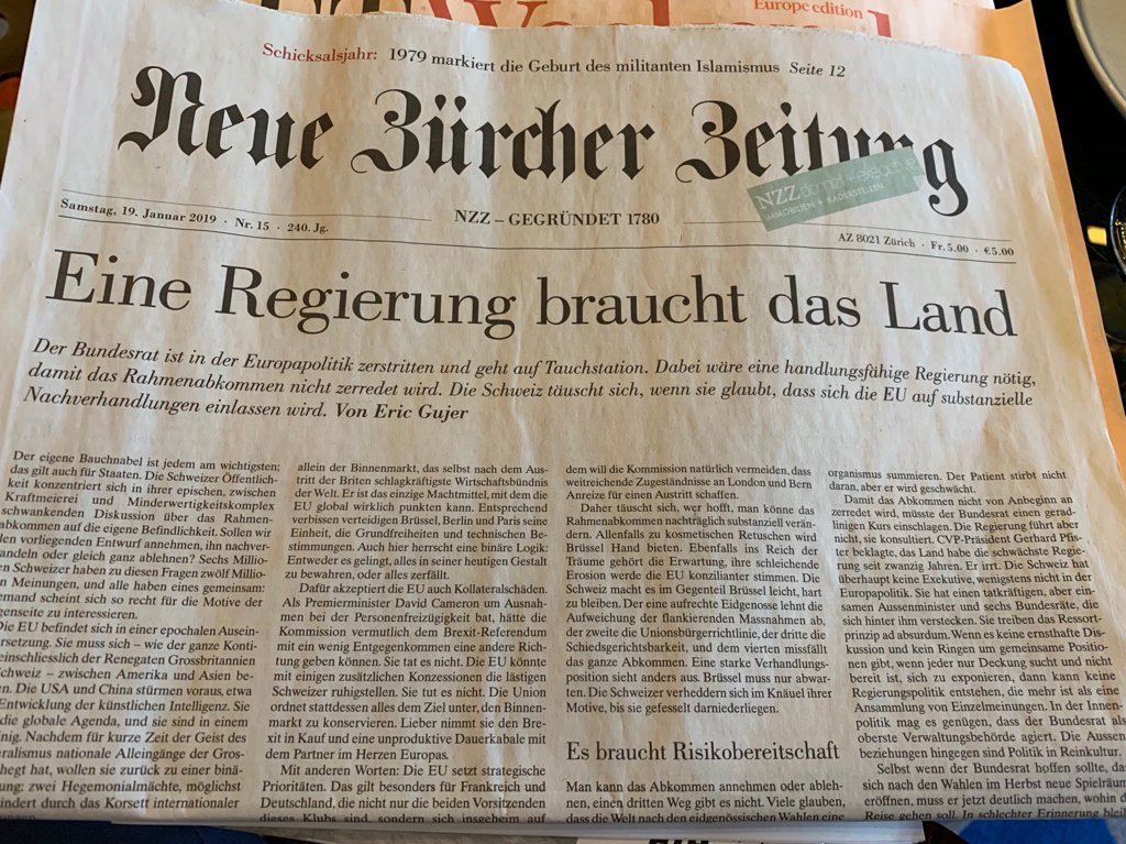 You might think that the UK is alone in its political near-meltdown on the issue of relations with EU. But there is Switzerland as well.
