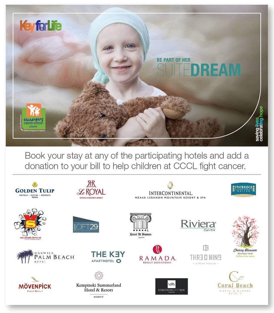 CCCLebanon's tweet photo. Add hope to your beautiful stay and choose to book at one of the hotels that will give back to CCCL with our Key For Life program.
#KeyForLife #cccl #savinglives_CelebratingHope #UnitedAgainstCancer #iLoveCCCL https://t.co/nrYtaeAz1c
