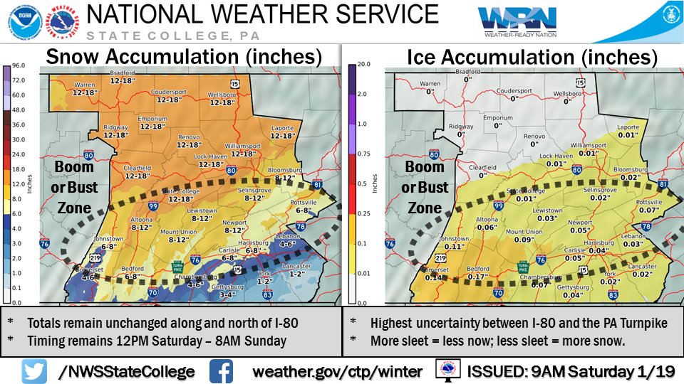 NWS State College on Twitter "High confidence continues for >1 foot of